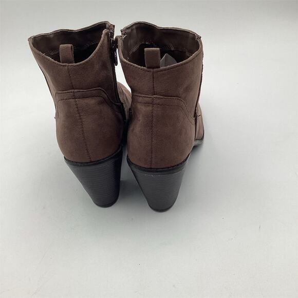 CATO Women's Brown Suede Ankle Booties Size 11 Mid Heel Zip Closure - Picture 7 of 9
